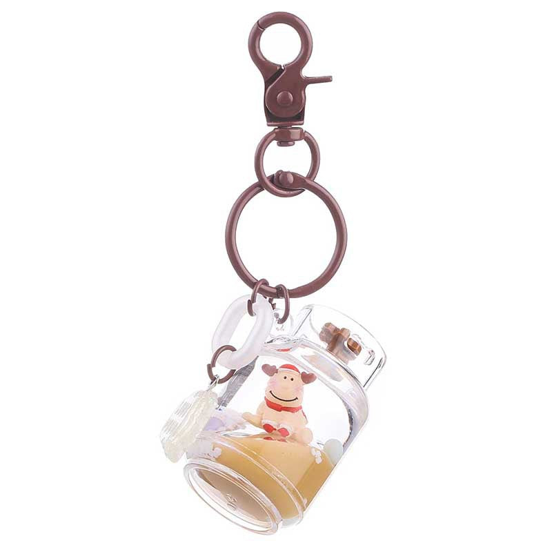 Wholesale Acrylic Oil-filled Quicksand Bottle Christmas Series Key Chain